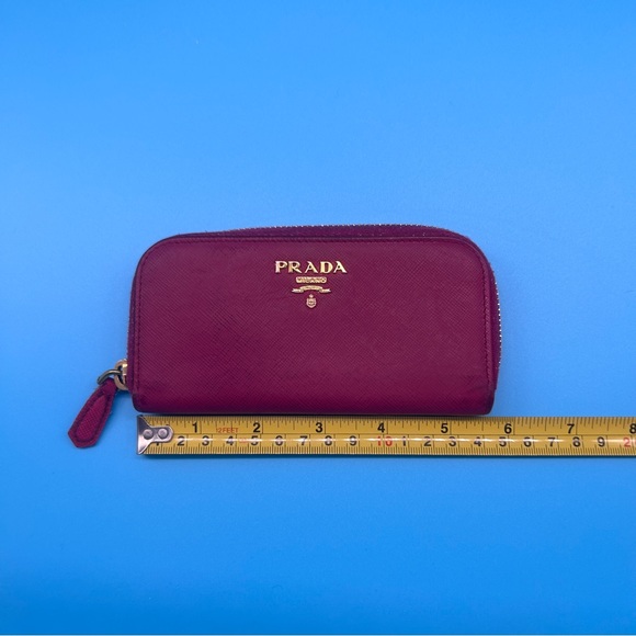 Prada saffiano leather zip key pouch in pink - Picture 7 of 8